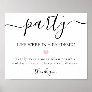 Covid Social Distancing Wedding Reception Sign