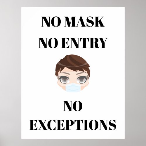 Covid surgical mask COMPULSORY warning customers Poster