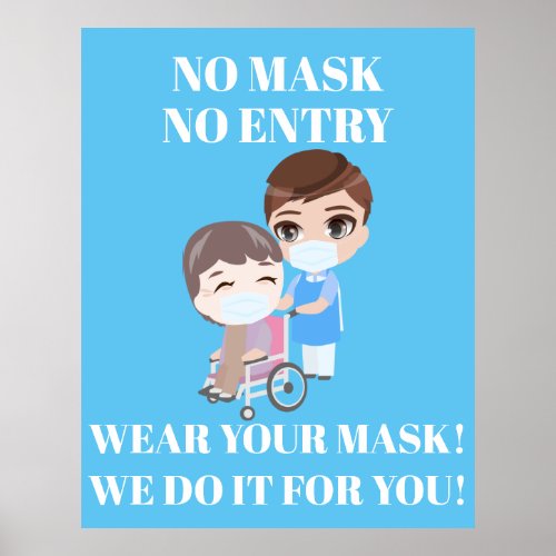 Covid surgical mask nurse patient wheelchair poster