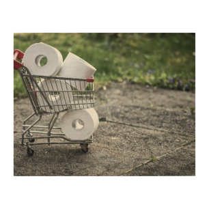 Covid Toilet Paper Shopping Wood Wall Art