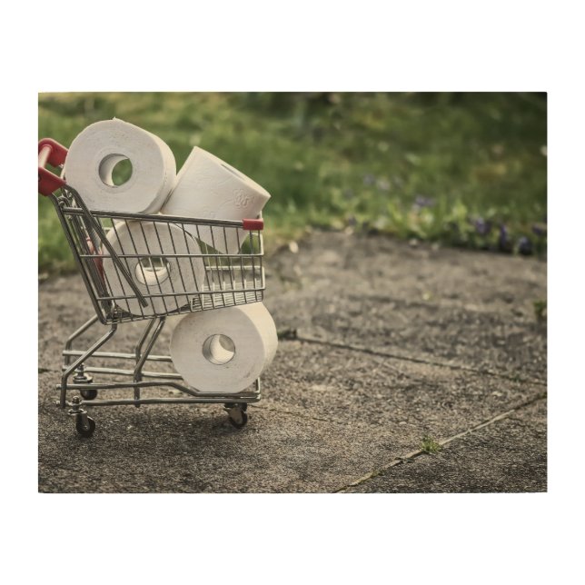 Covid Toilet Paper Shopping Wood Wall Art (Front)