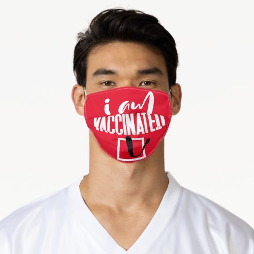 Covid Vaccinated  Coronavirus Check Box Red Adult Cloth Face Mask