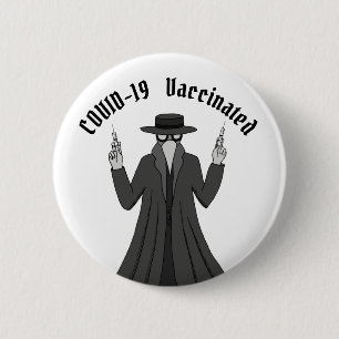 COVID Vaccinated Funny Plague Doctor Vaccinated Button