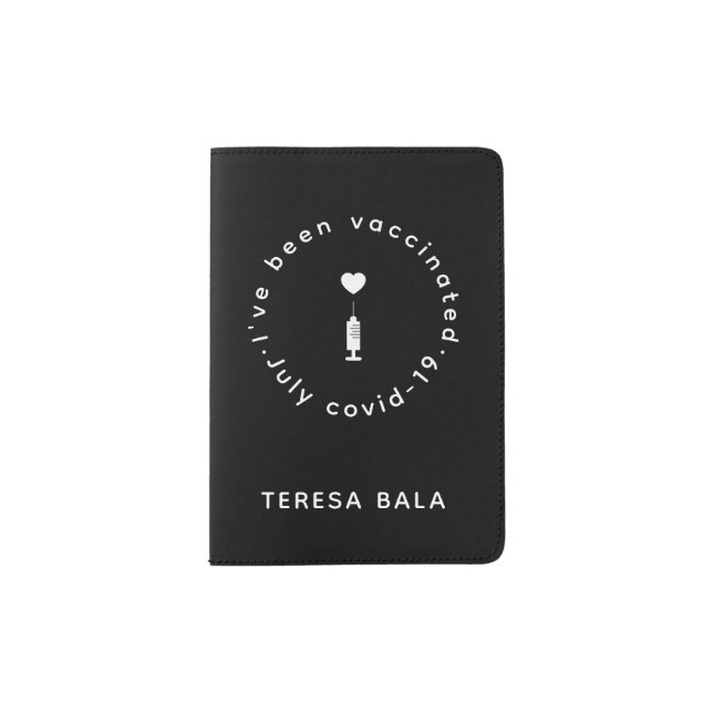 Covid Vaccination Black Immunization Record Style Passport Holder (Front)