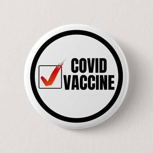 Covid Vaccine Checkmark Pin Button (Front)