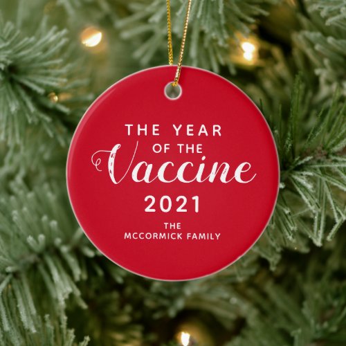 Covid Vaccine Christmas 2021 Keepsake Personalized Ceramic Ornament