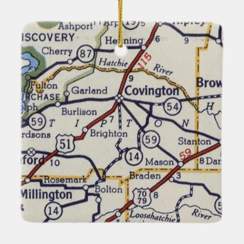 Covington AR Vintage Map Ceramic Ornament