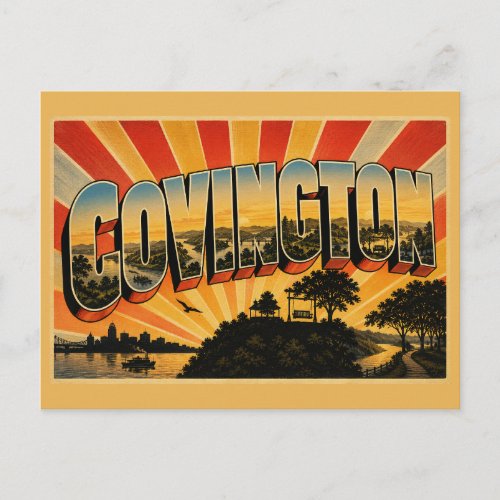 Covington Kentucky River Confluence Park Trail Art Postcard