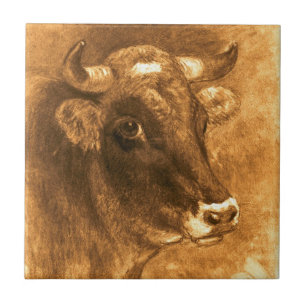 Cow 1880 ceramic tile