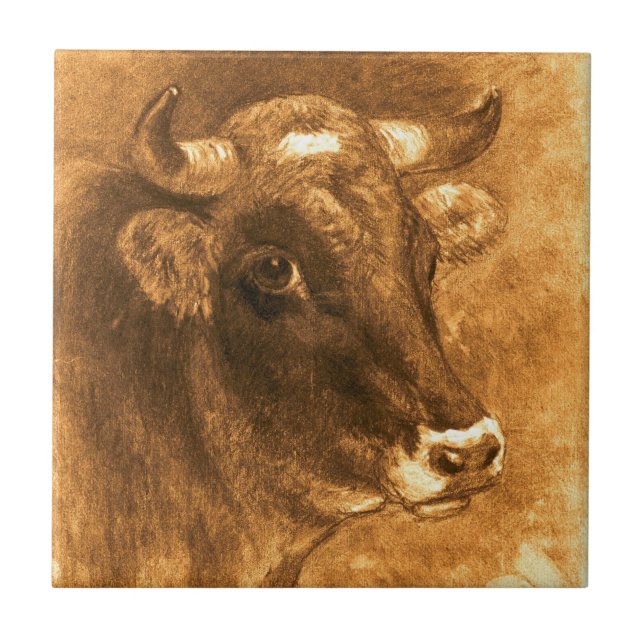 Cow 1880 ceramic tile (Front)