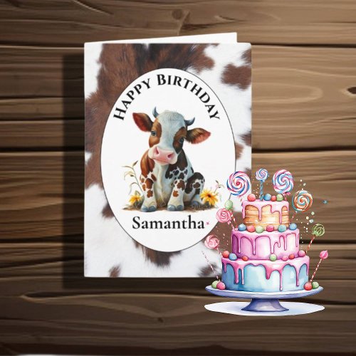 Cow 1st Birthday Card