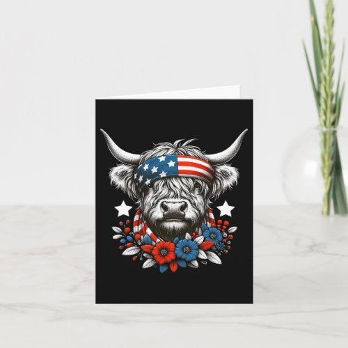 Cow 4th Of July American Flag Independence Day  Card