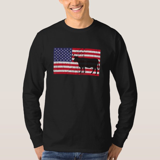Cow 4th of July Matching Family USA  Patriotic Far T-Shirt (Front)