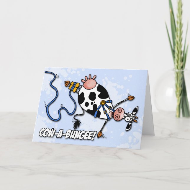 cow-a-bungee greeting card (Front)