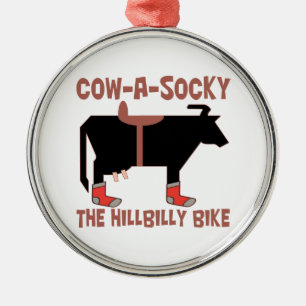 Cow-A-Socky The HillBilly Bike Metal Ornament