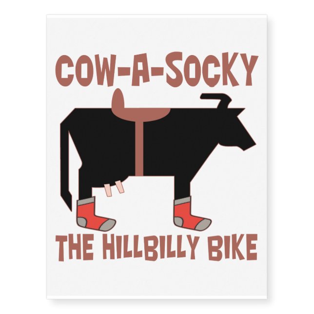 Cow A Socky The Hillbilly Bike Temporary Tattoos (Front)
