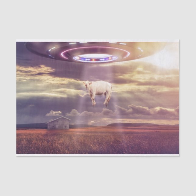 Cow Abducted by Aliens Fantasy Art Tissue Paper (Front)