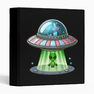 Cow Abducting Alien 3 Ring Binder