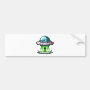 Cow Abducting Alien Bumper Sticker