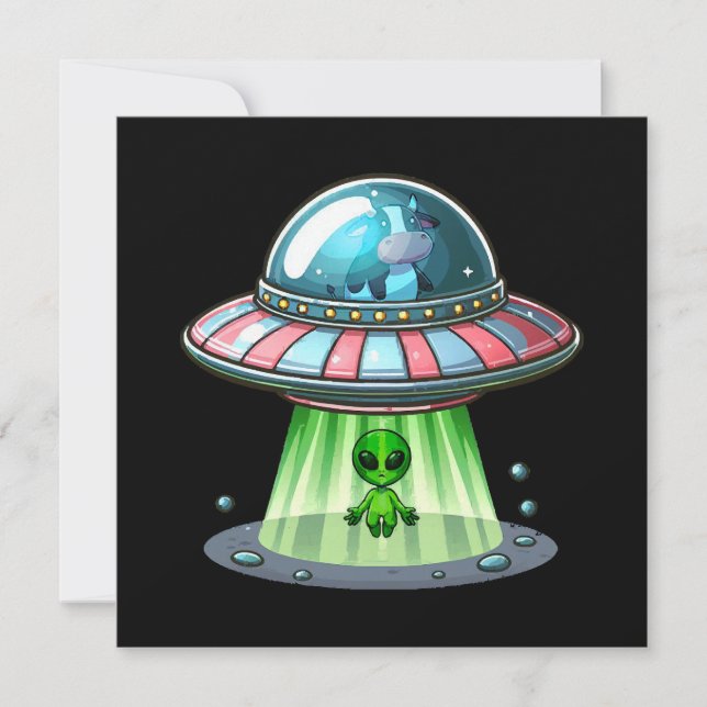 Cow Abducting Alien Invitation (Front)