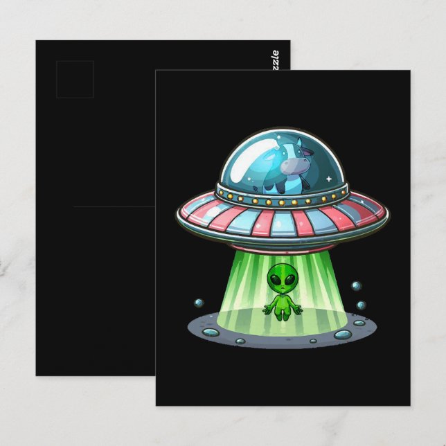 Cow Abducting Alien Postcard (Front/Back)