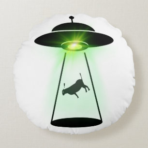 Cow Abduction Round Pillow