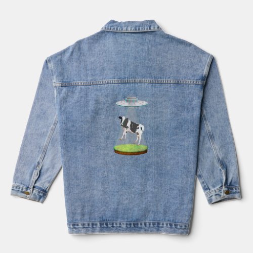 Cow Abduction Ufo Alien Animals Abducted By Ufo Sp Denim Jacket