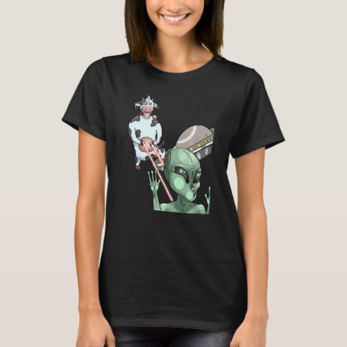Cow Alien Ufo Spaceship Galaxy Science Fiction T_Shirt