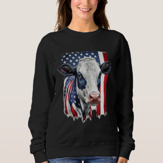 Cow American Flag Heifer US 4th Of July Farm Cattl Sweatshirt