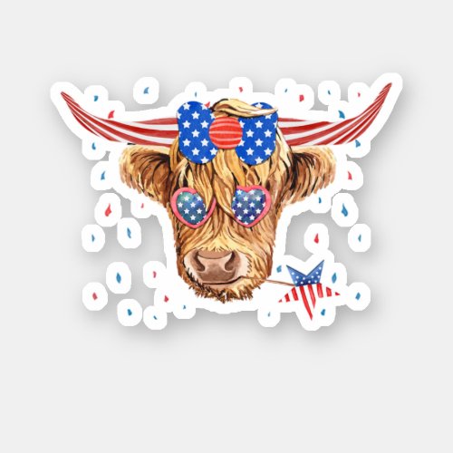 Cow American Flag Sunglasses Perfect design for p Sticker