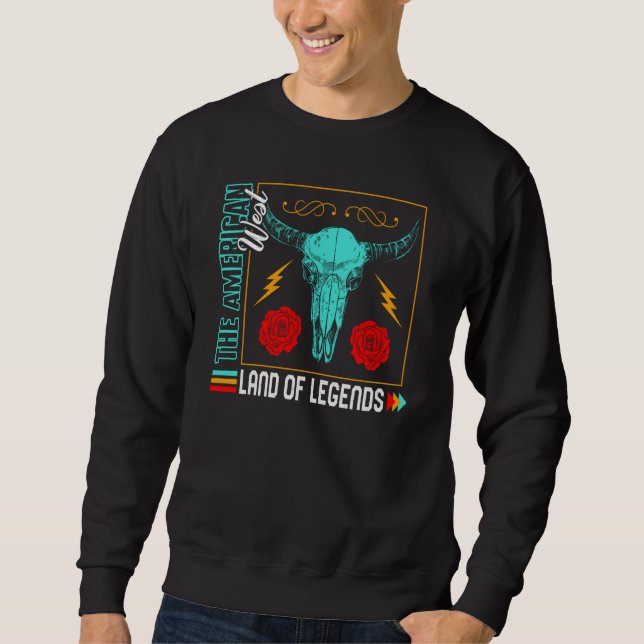Cow American West Land Of Legends Cow Skull Cow Fa Sweatshirt (Front)