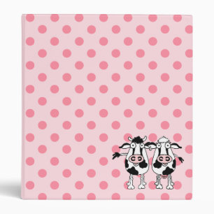 Cow and bull on pink polka dots. 3 ring binder