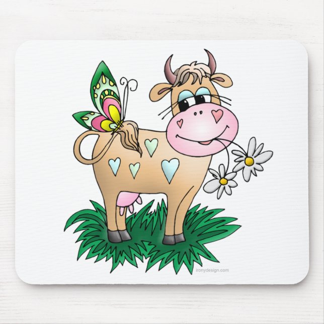 Cow and Butterfly Mouse Pad (Front)