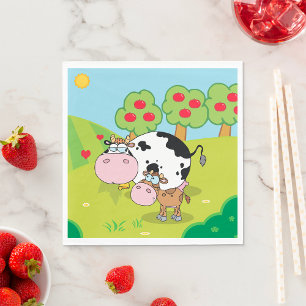 Cow and Calf Farm Scene Napkins
