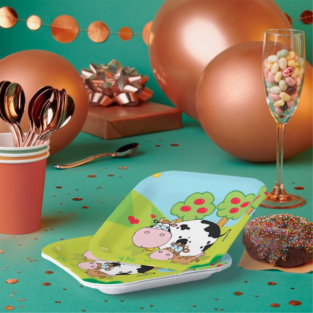 Cow and Calf Farm Scene Paper Plates (Creator Uploaded)