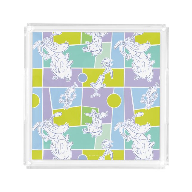 Cow and Chicken Color Block Pattern Acrylic Tray (Front)