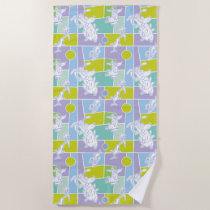 Cow and Chicken Color Block Pattern Beach Towel