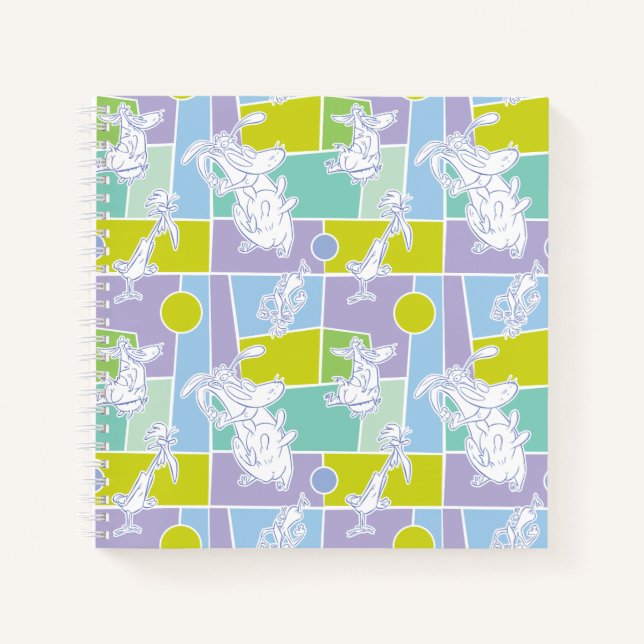 Cow and Chicken Color Block Pattern Notebook (Front)