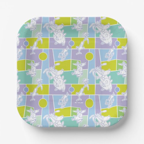 Cow and Chicken Color Block Pattern Paper Plates
