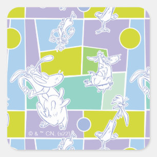 Cow and Chicken Color Block Pattern Square Sticker