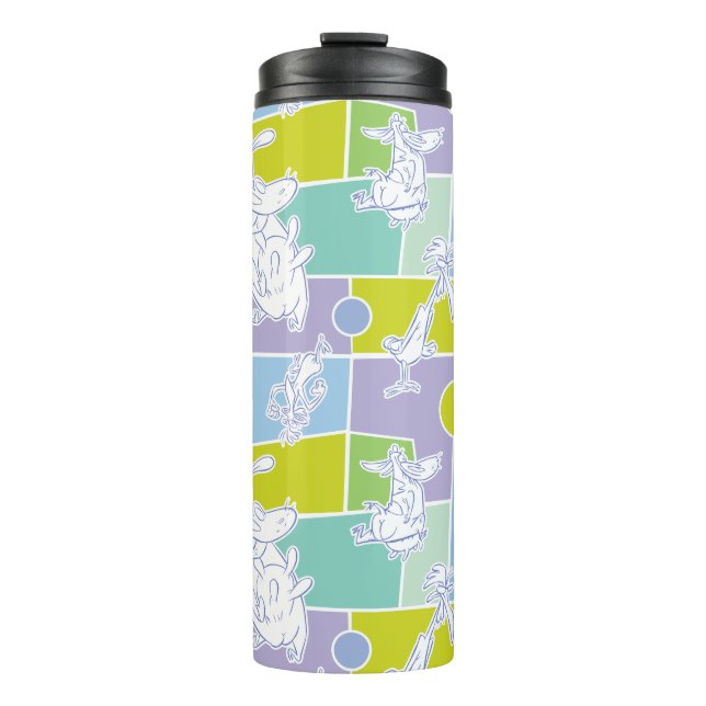 Cow and Chicken Color Block Pattern Thermal Tumbler (Front)