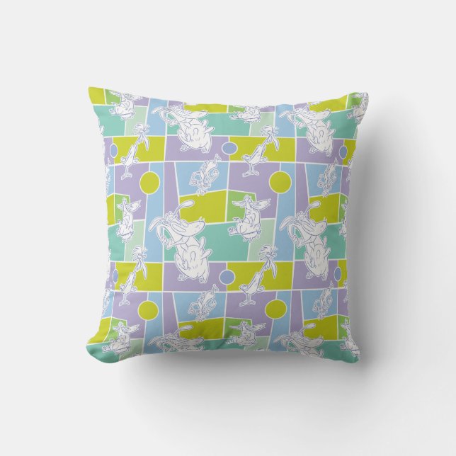 Cow and Chicken Color Block Pattern Throw Pillow (Front)