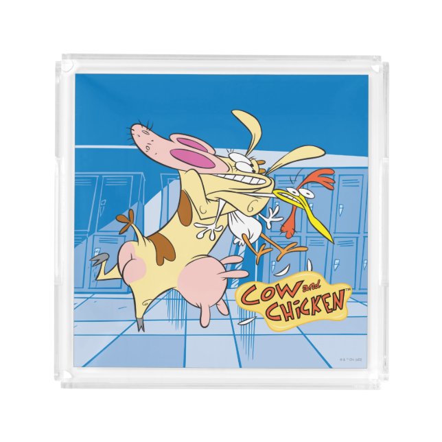 Cow and Chicken Hug Graphic Acrylic Tray (Front)