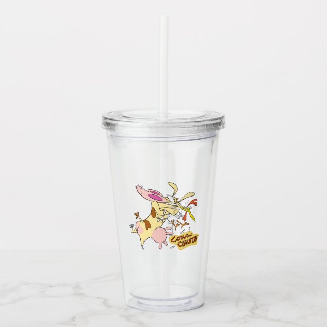 Cow and Chicken Hug Graphic Acrylic Tumbler (Front)