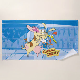 Cow and Chicken Hug Graphic Beach Towel