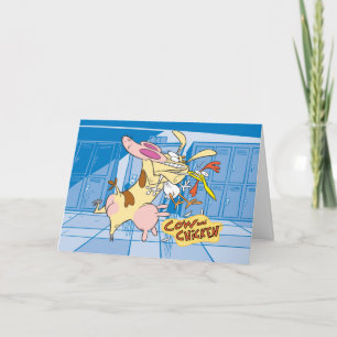 Cow and Chicken Hug Graphic Card