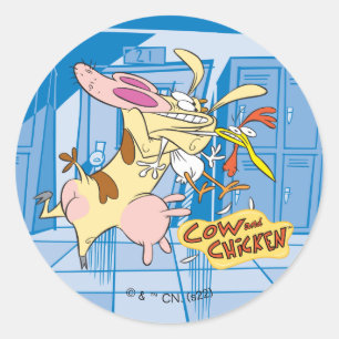 Cow and Chicken Hug Graphic Classic Round Sticker