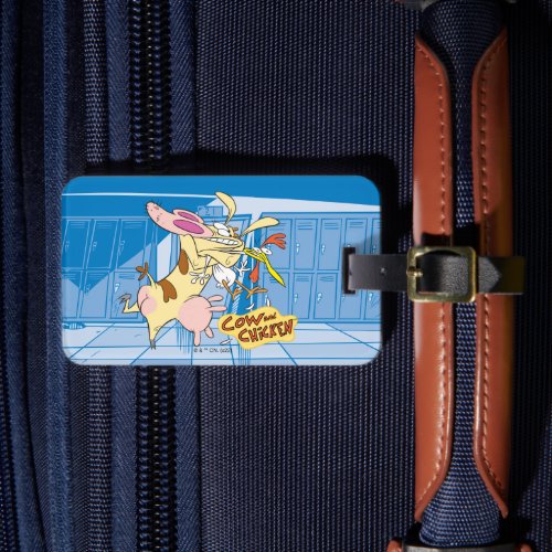 Cow and Chicken Hug Graphic Luggage Tag