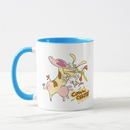 Cow and Chicken Hug Graphic Mug