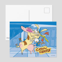 Cow and Chicken Hug Graphic Postcard